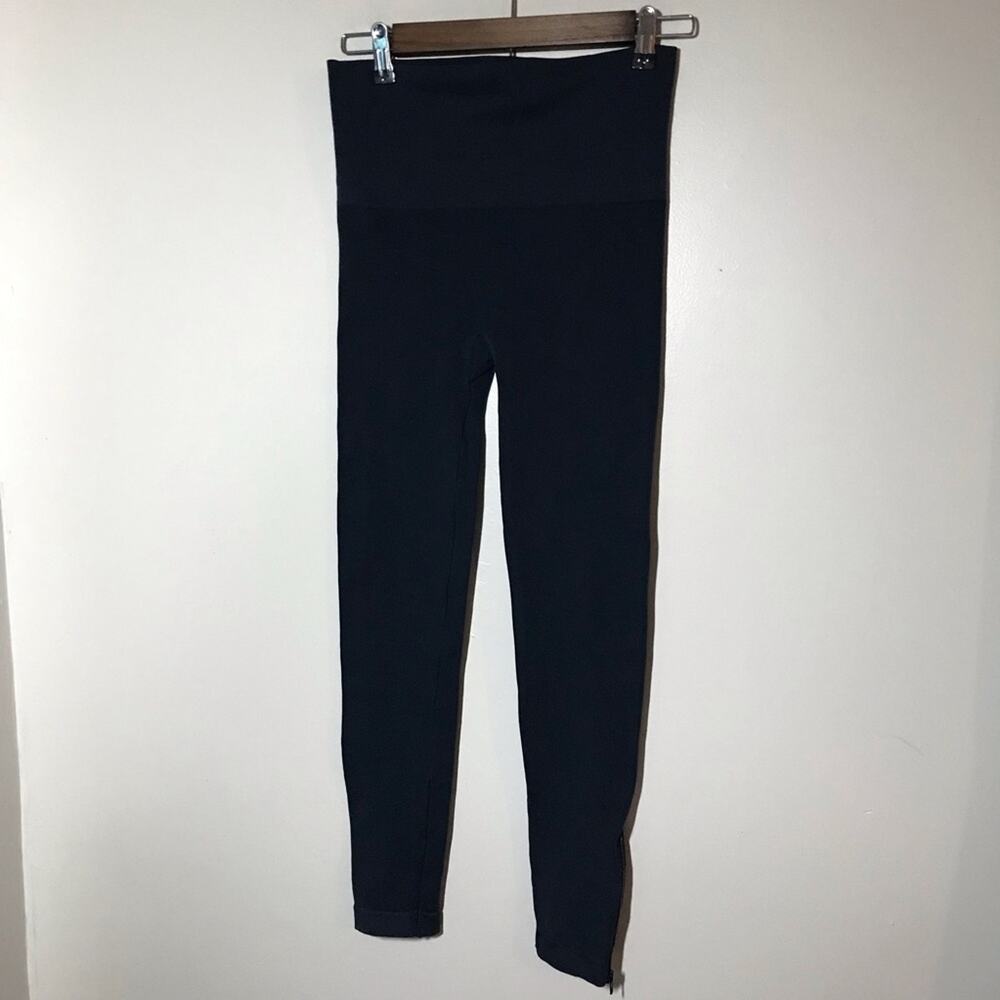 Spanx med high rise slimming navy blue leggings with zippers shapewear
